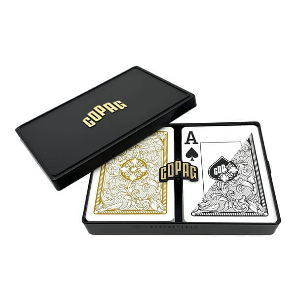 Copag 100% Plastic Poker Legacy Sort/Guld, Double Deck