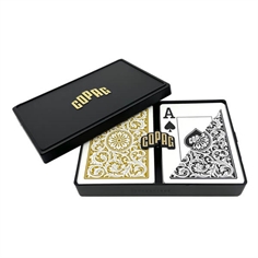 Copag 100% Plastic Poker Sort/Guld, Double Deck