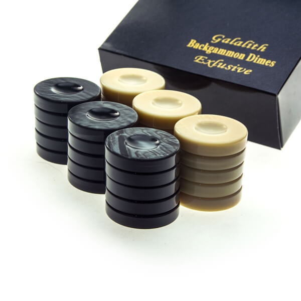 Backgammonbrikker Galalit Sort/Hvid 36 mm