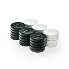 Backgammonbrikker Plastik Sort/Hvid 26 mm