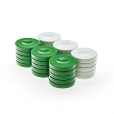 Backgammonbrikker Plastik Grøn/Hvid 36 mm