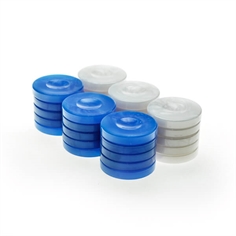 Backgammonbrikker Plastik (Perlemorslook) Blå/Hvid 36 mm