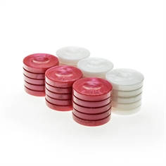 Backgammonbrikker Plastik (Perlemorslook) Rød/Hvid 36 mm
