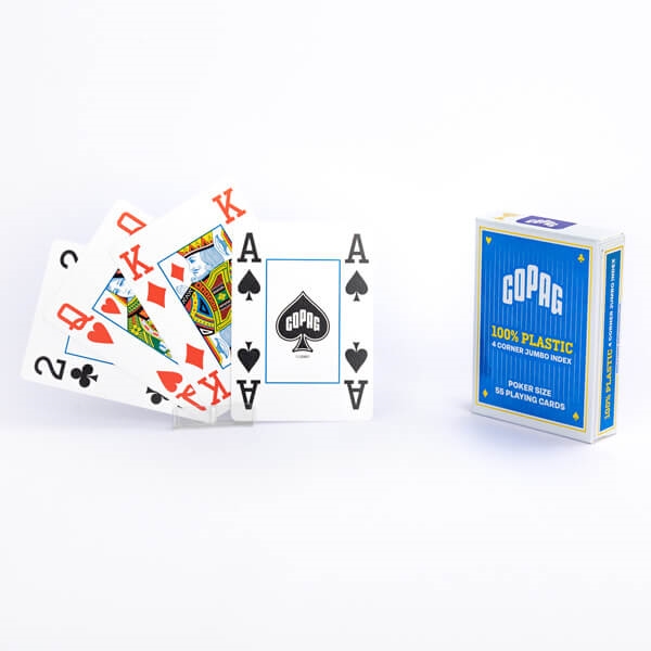 Copag 100% Plastic Poker 4 Corner Jumbo, Blå